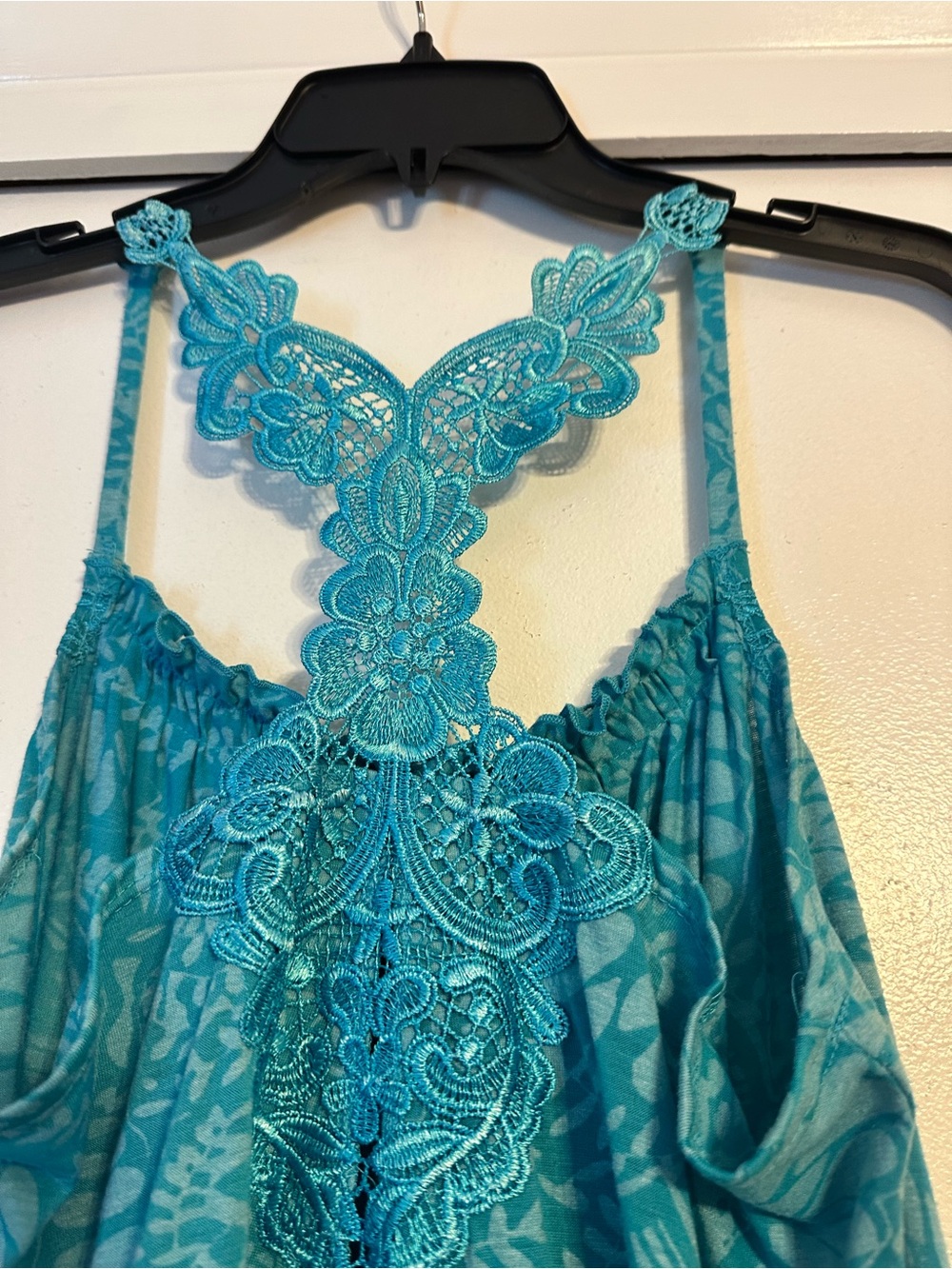 Y2K grass collection Teal Floral Lace-Back Sundress - Picture 7 of 8